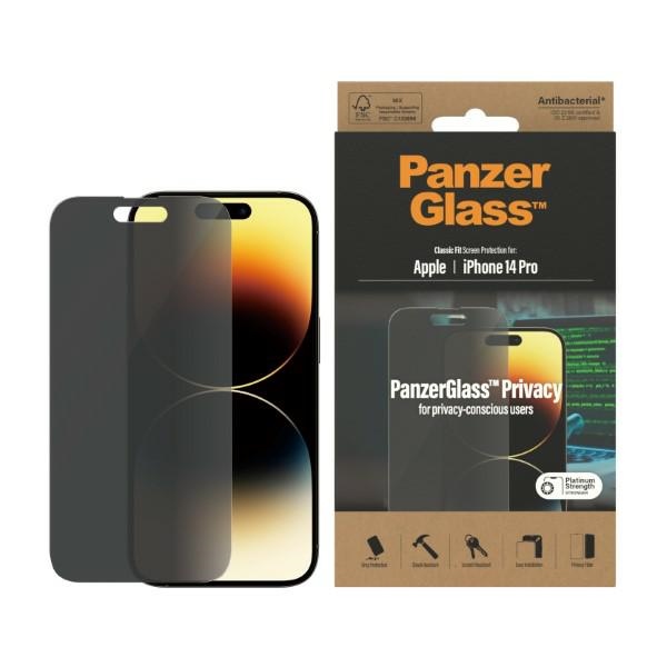 PanzerGlass Classic Fit antibacterial privaatsus glass jaoks iPhone 14 Pro