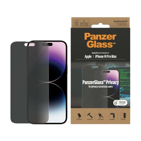 PanzerGlass Classic Fit antibacterial privaatsus glass jaoks iPhone 14 Pro Max