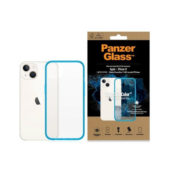 PanzerGlass ClearCase antibacterial ümbris with Military Grade certificate jaoks iPhone 13 / 14 / 15 - läbipaistev sinine