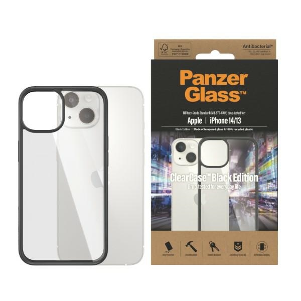 PanzerGlass ClearCase antibacterial ümbris jaoks iPhone 14 / 15 / 13 - läbipaistev and must