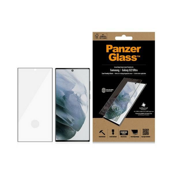 PanzerGlass E2E Microfracture antibacterial glass jaoks Samsung Galaxy S22 Ultra - with must raamiga