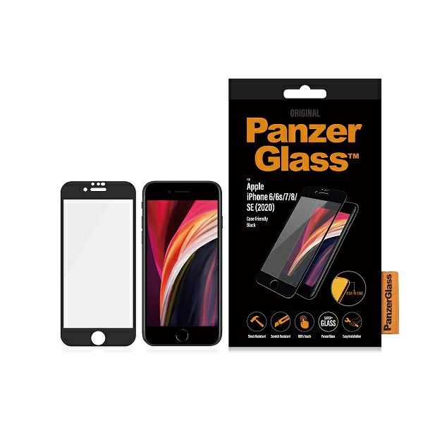 PanzerGlass E2E Super+ karastatud klaas jaoks iPhone 6 / 6s / 7 / 8 / SE 2020 / SE 2022 - with must raamiga