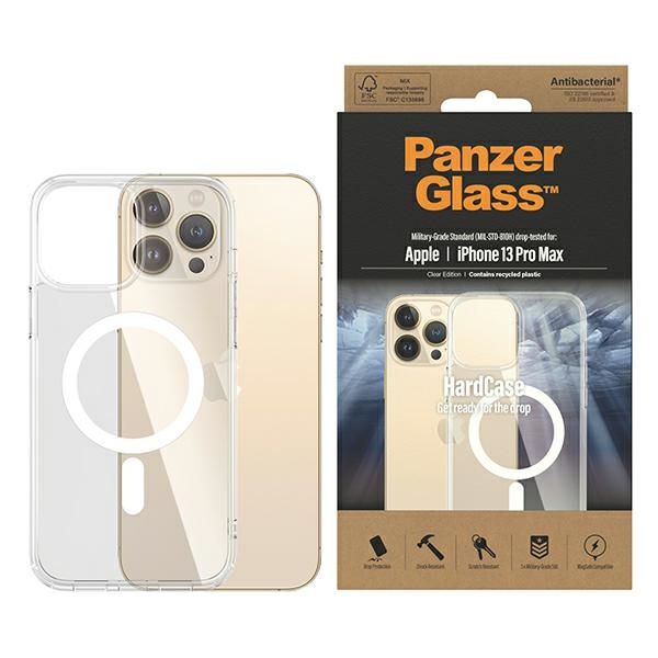 PanzerGlass HardCase with MagSafe Antibacterial Military Grade Certified Ümbris jaoks iPhone 13 Pro Max - Läbipaistev