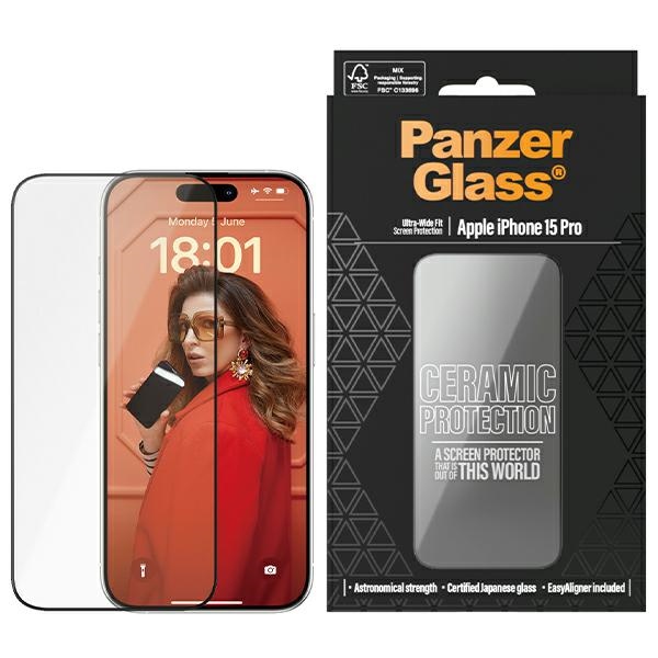 PanzerGlass Ceramic Protection ceramic glass jaoks iPhone 15 Pro with positioner