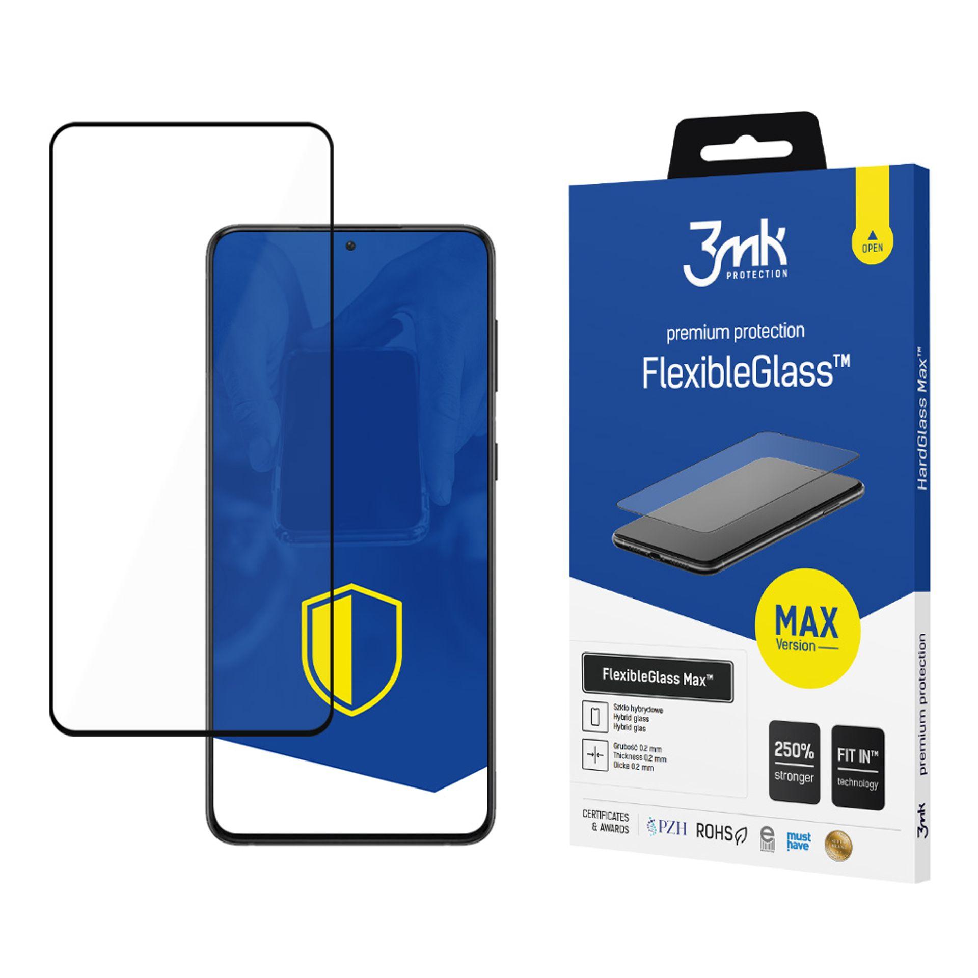 Karastatud klaas 3mk FlexibleGlass Max must jaoks Samsung Galaxy S21+ 5G
