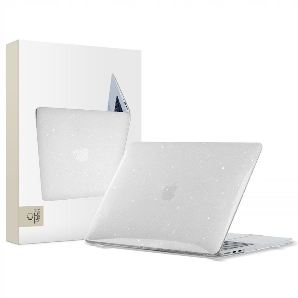 Tech-Protect SmartShell Ümbris jaoks MacBook Air 13" M2 / M3 / 2022-2024 - Clear-Glitter