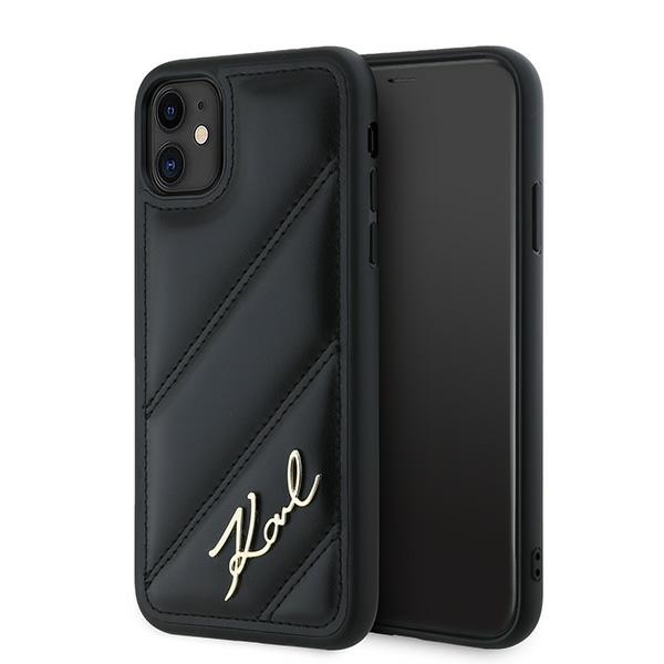 Karl Lagerfeld Diagonal Quilted Script ümbris jaoks iPhone 11 / Xr - must