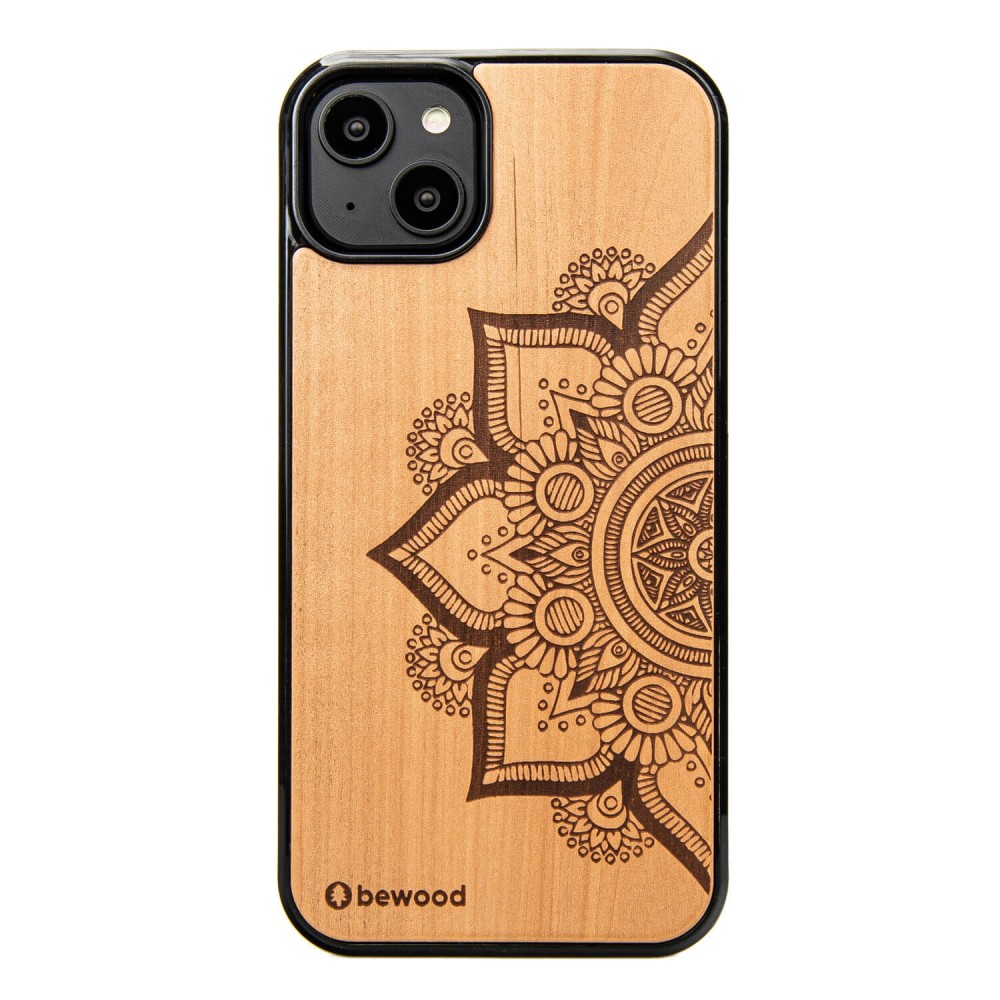 Bewood Mandala Apple Tree Wooden Ümbris jaoks iPhone 14 Plus - Light Brown