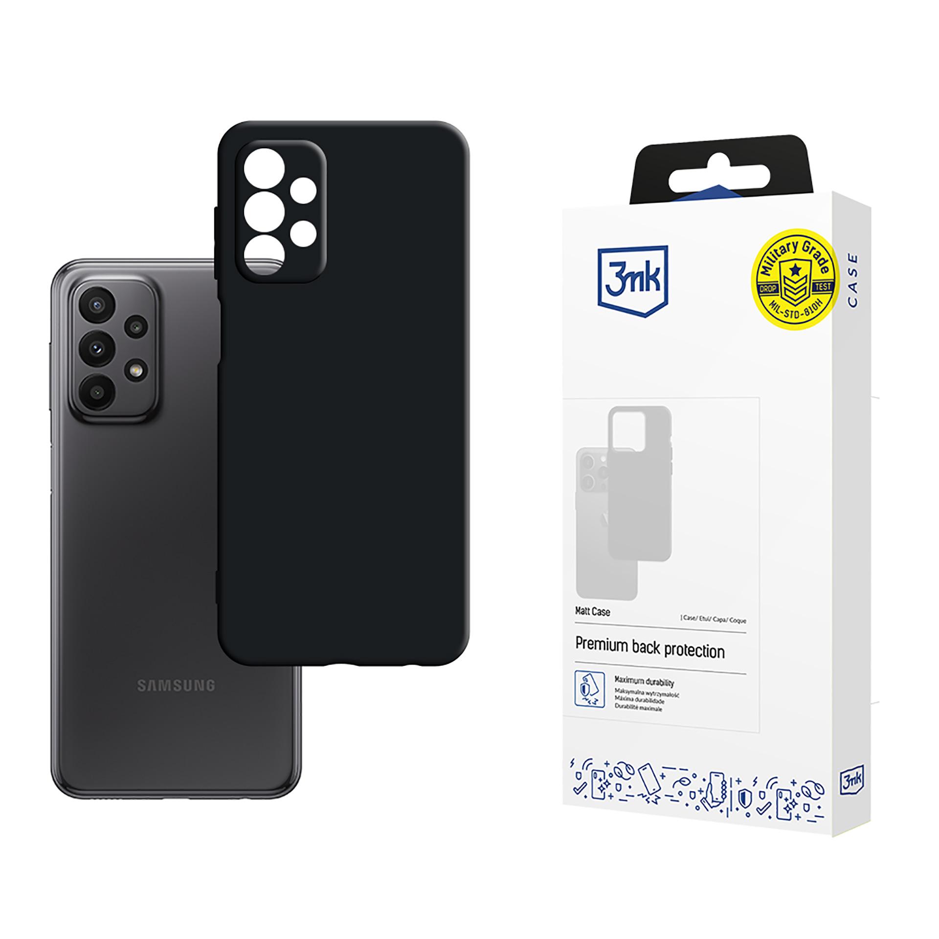 3mk Matt Ümbris jaoks Samsung Galaxy A23 / A23 5G - must