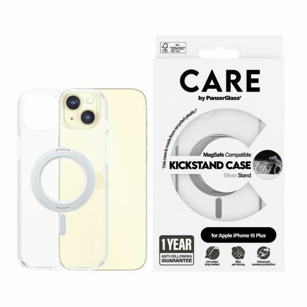 CARE by PanzerGlass Kickstand Ümbris MagSafe jaoks iPhone 15 Plus - hõbedane
