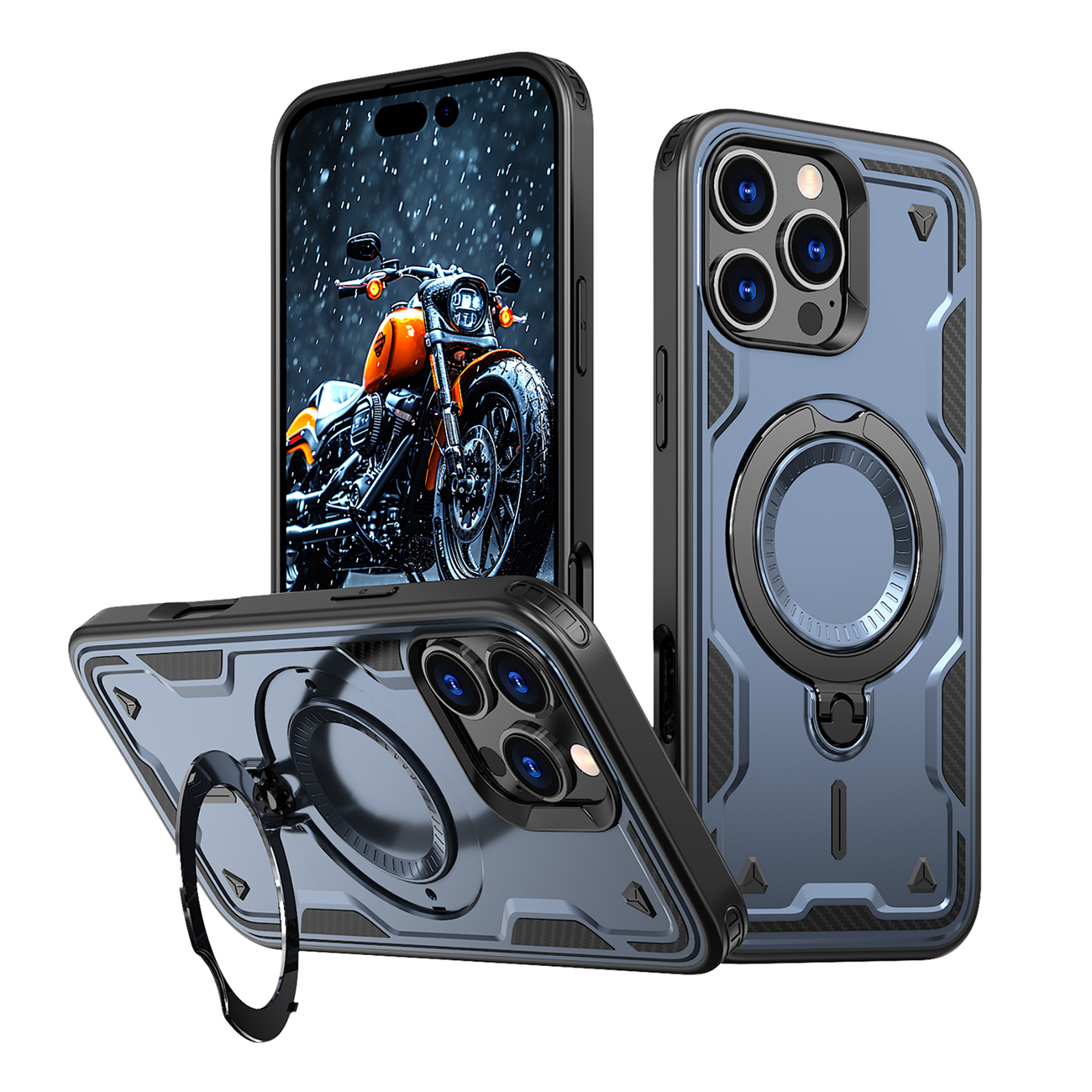 Hybrid Armor Trendy Ümbris with MagSafe jaoks iPhone 16 Pro Max - Sinine