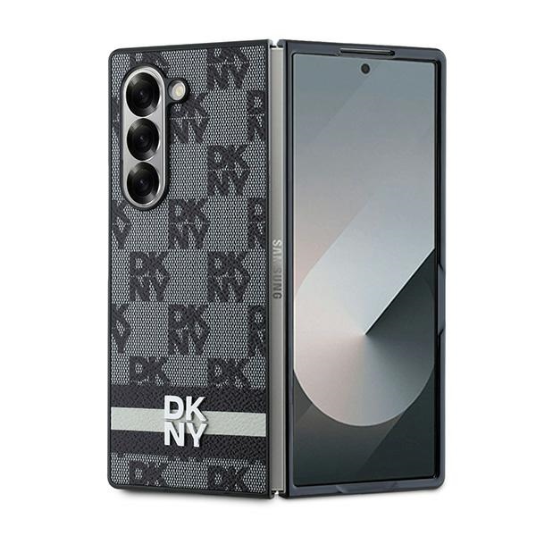 DKNY Checkered Pattern Printed Stripes ümbris jaoks Samsung Galaxy Z Fold 6 - must
