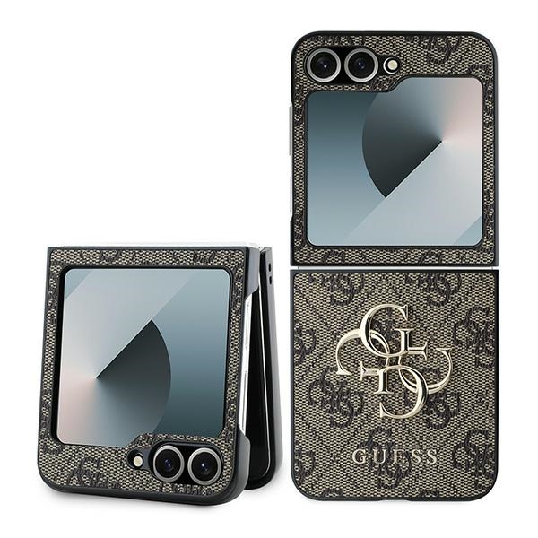 Guess Leather 4G Metal Logo Ümbris jaoks Samsung Galaxy Z Flip 6 - Brown