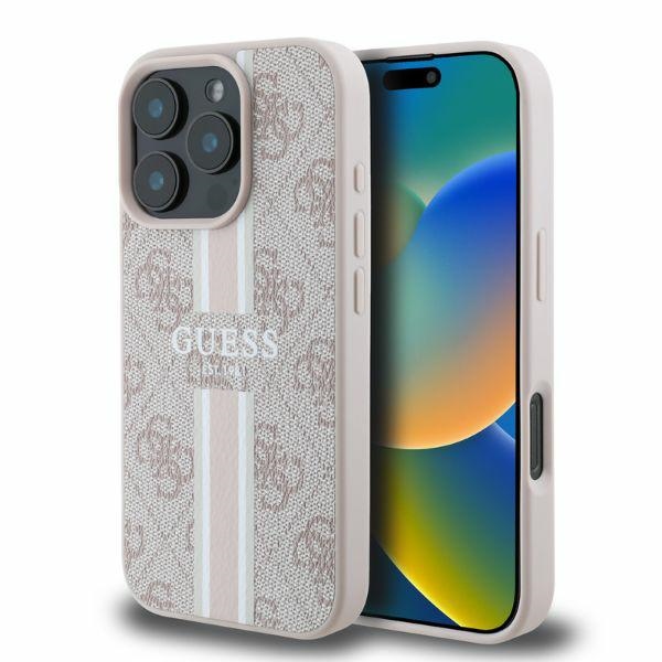 Guess 4G Printed Stripes MagSafe iPhone 16 Pro Ümbris - Roosa