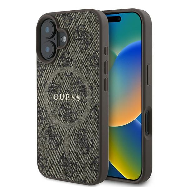 Guess 4G Ring Classic Logo MagSafe iPhone 16 Plus Ümbris - Brown