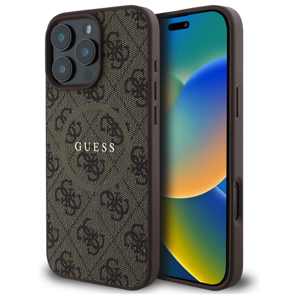 Guess 4G Ring Classic Logo MagSafe Ümbris jaoks iPhone 16 Pro Max - Brown
