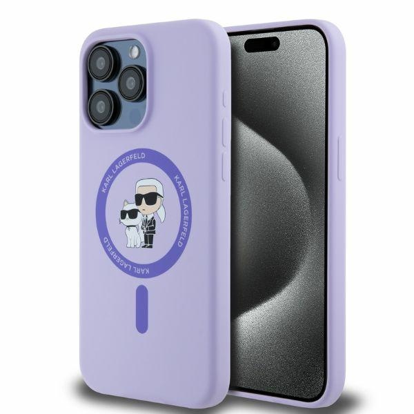 KARL LAGERFELD ümbris jaoks IPHONE 15 Pro Max compatible with MagSafe KLHMP15XSCMKCRHU (Silicone KC Body Ring) lilla