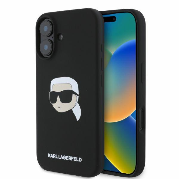 KARL LAGERFELD ümbris jaoks IPHONE 16 compatible with MagSafe KLHMP16SSKHPPLK (Sil KL Head Print) must