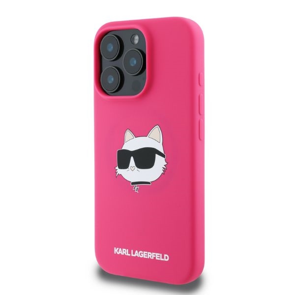 KARL LAGERFELD ümbris jaoks IPHONE 16 Pro Max compatible with MagSafe KLHMP16XSCHPPLF (Sil Choupette Head Print) fuschia