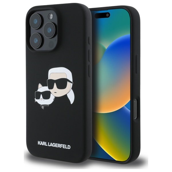 Karl Lagerfeld Silicone Ümbris Heads Print MagSafe jaoks iPhone 16 Pro Max - Must