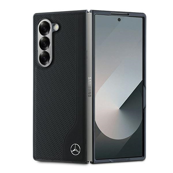 Mercedes Leather Wood Imitation MagSafe Ümbris jaoks Samsung Galaxy Z Fold 6 - Must