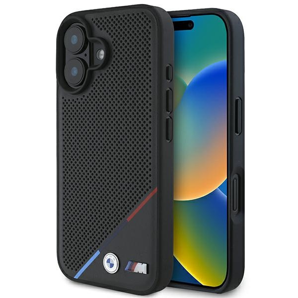 BMW M Perforated Tricolor Line MagSafe Ümbris jaoks iPhone 16 Plus - must