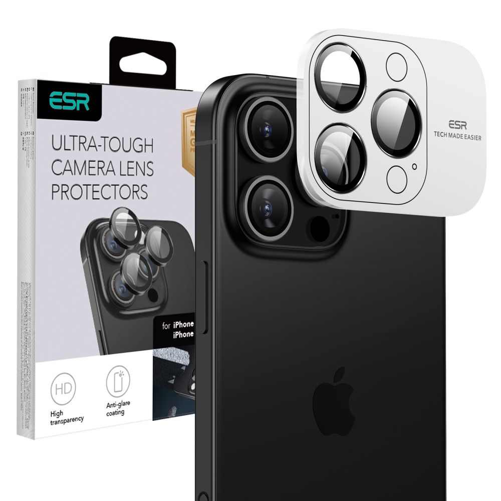 ESR Armorite Karastatud klaas jaoks iPhone 16 Pro / 16 Pro Max Camera - must