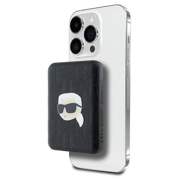 Karl Lagerfeld Powerbank induktiivne KLPB5FPGKSKIHK 16W 5000mAh must/must Karl Head Pin MagSafe