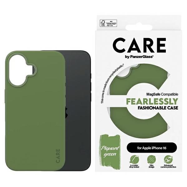 CARE by PanzerGlass Fashion Ümbris iPhone 16 6.1" roheline/roheline MagSafe 1385