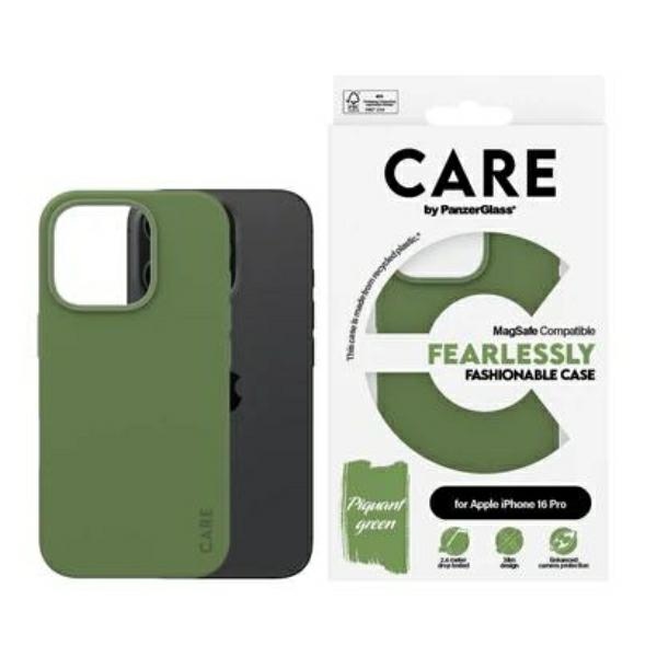 CARE by PanzerGlass Fashion Ümbris iPhone 16 Pro 6.3" roheline/roheline MagSafe 1386