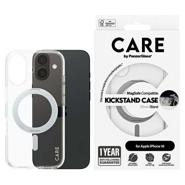 CARE by PanzerGlass Feature Kickstand Ümbris iPhone 16 6.1" hõbedane/hõbedane MagSafe 1325