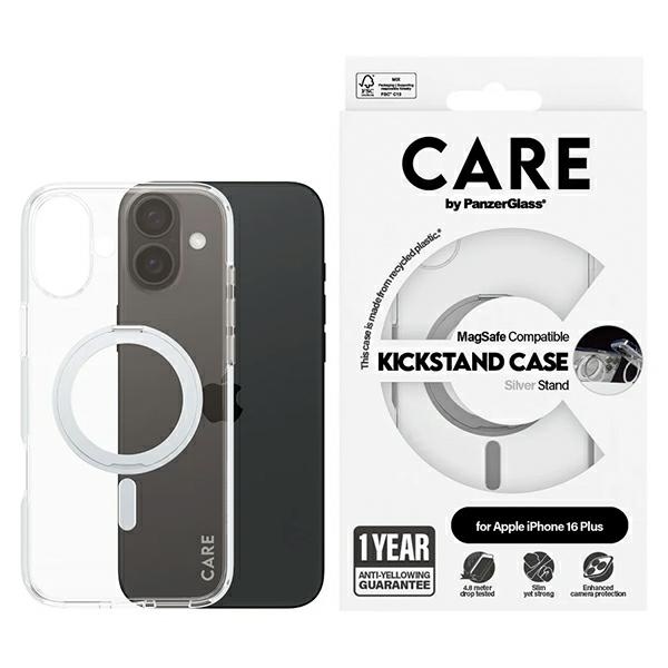 CARE by PanzerGlass Feature Kickstand Ümbris iPhone 16 Plus 6.7" hõbedane/hõbedane MagSafe 1327