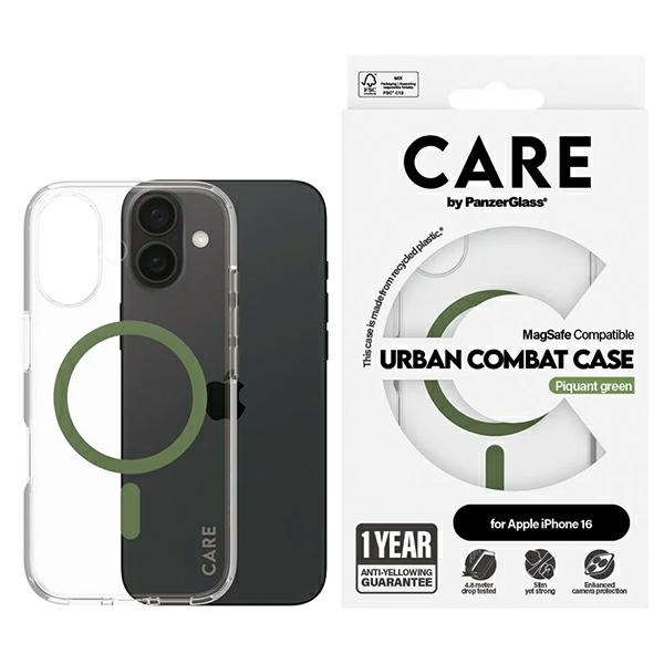 CARE by PanzerGlass Flagship Ümbris iPhone 16 6.1" roheline/roheline MagSafe 1369