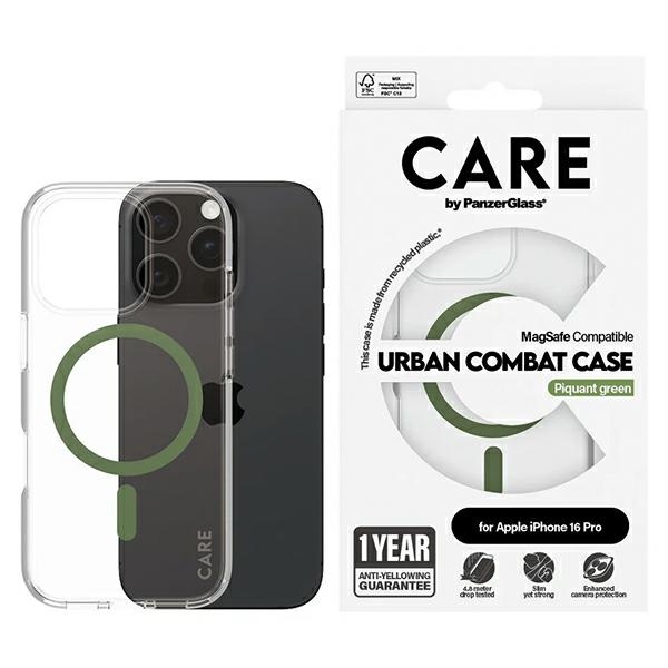 CARE by PanzerGlass Flagship Ümbris iPhone 16 Pro 6.3" roheline/roheline MagSafe 1370