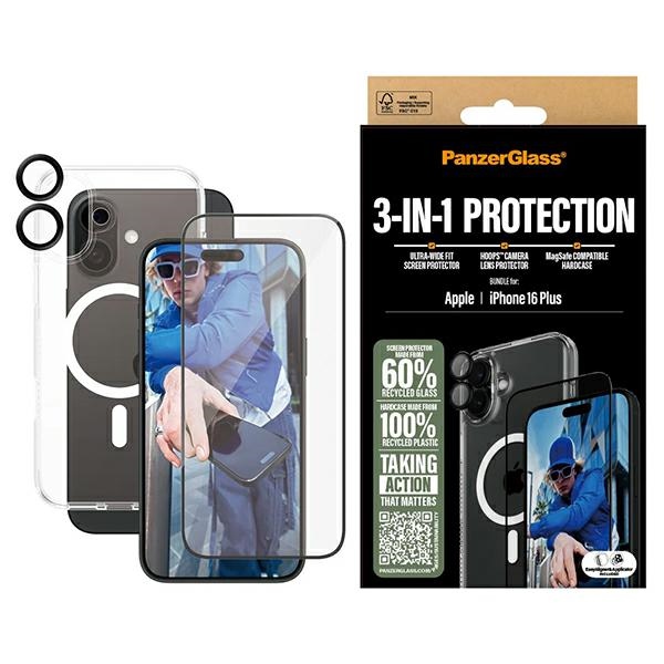 PanzerGlass Bundle 3in1 iPhone 16 Plus 6.7" D3O Hardcase + Ekraanikaitse UWF+ Lens B1293+2863+1283