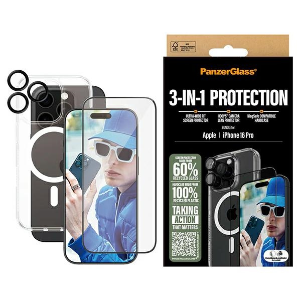 PanzerGlass Bundle 3in1 iPhone 16 Pro 6.3" D3O Hardcase + Ekraanikaitse UWF+ Lens B1292+2862+1284