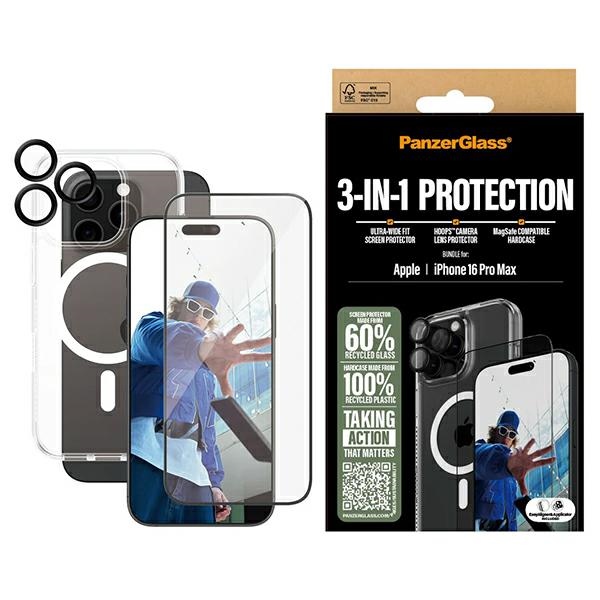 PanzerGlass Bundle 3in1 iPhone 16 Pro Max 6.9" D3O Hardcase + Ekraanikaitse UWF+ Lens B1294+2864+1284