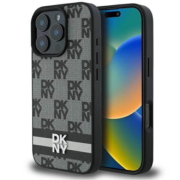 DKNY Checkered Pattern & Printed Stripes Ümbris jaoks iPhone 16 Pro Max - Must