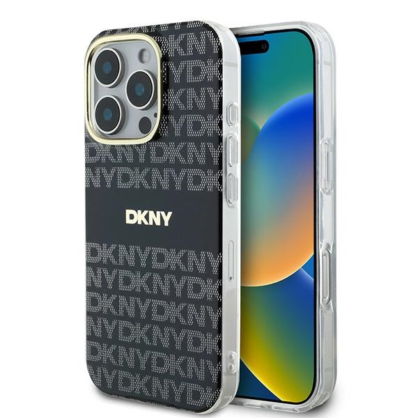 DKNY Repeat Texture Pattern With Stripe ümbris jaoks iPhone 16 Pro Max - must