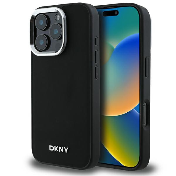 DKNY Plain Hõbedane Logo MagSafe iPhone 16 Pro Max Ümbris - Must