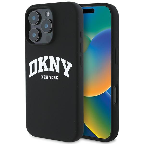 DKNY Silicone Valge Printed Logo MagSafe Ümbris jaoks iPhone 16 Pro Max - Must