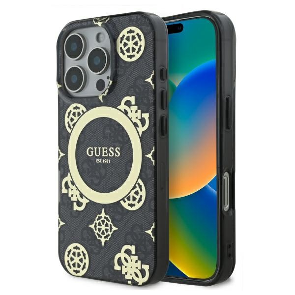 Guess IML Peony jaoks 4G Background MagSafe Ümbris jaoks iPhone 16 Pro Max - must