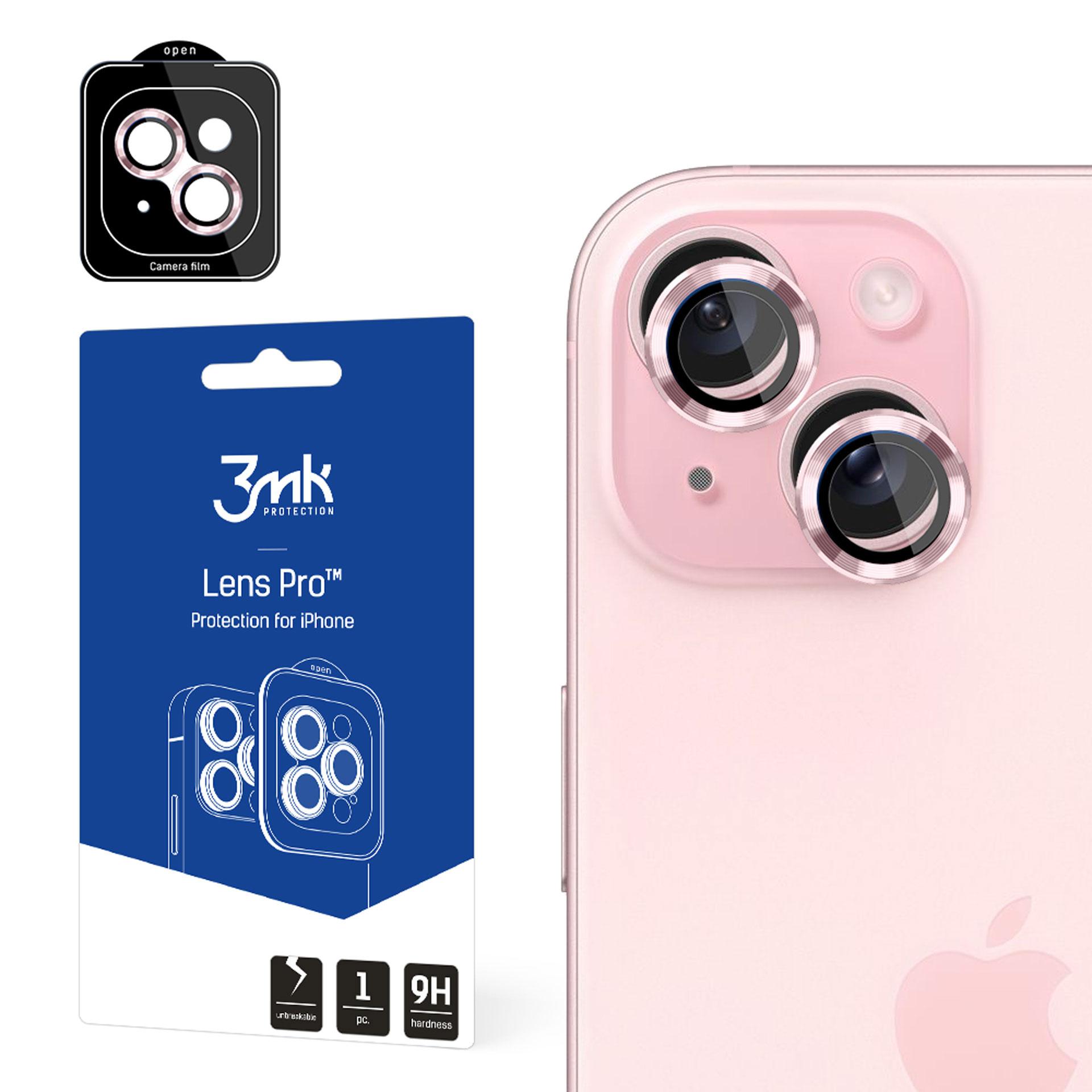 Camera cover 3mk Lens Protection Pro roosa jaoks iPhone 15