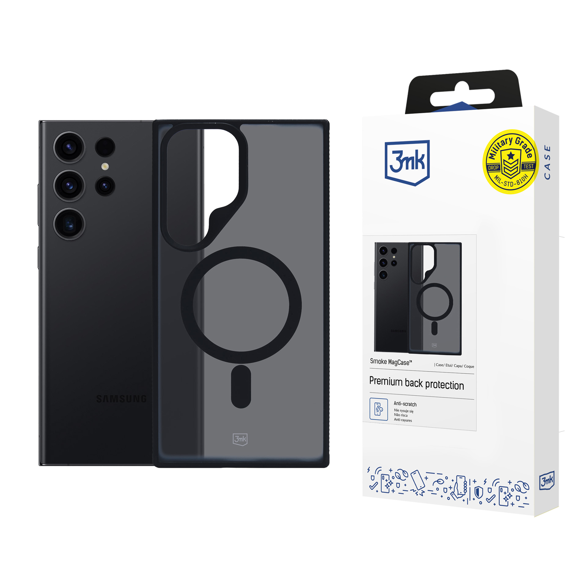 3mk Smoke MagCase with MagSafe jaoks Samsung Galaxy S23 Ultra - poolläbipaistev