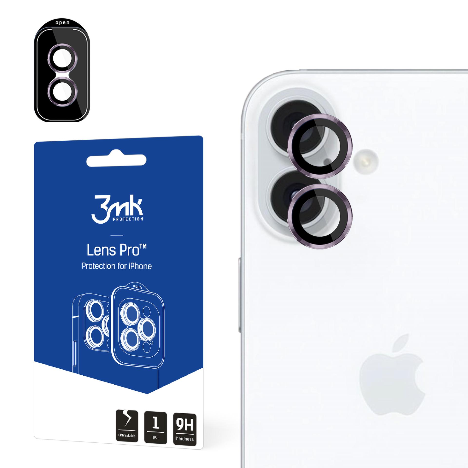 3mk Lens Protection Camera Cover with roosa Frame jaoks iPhone 16 / 16 Plus