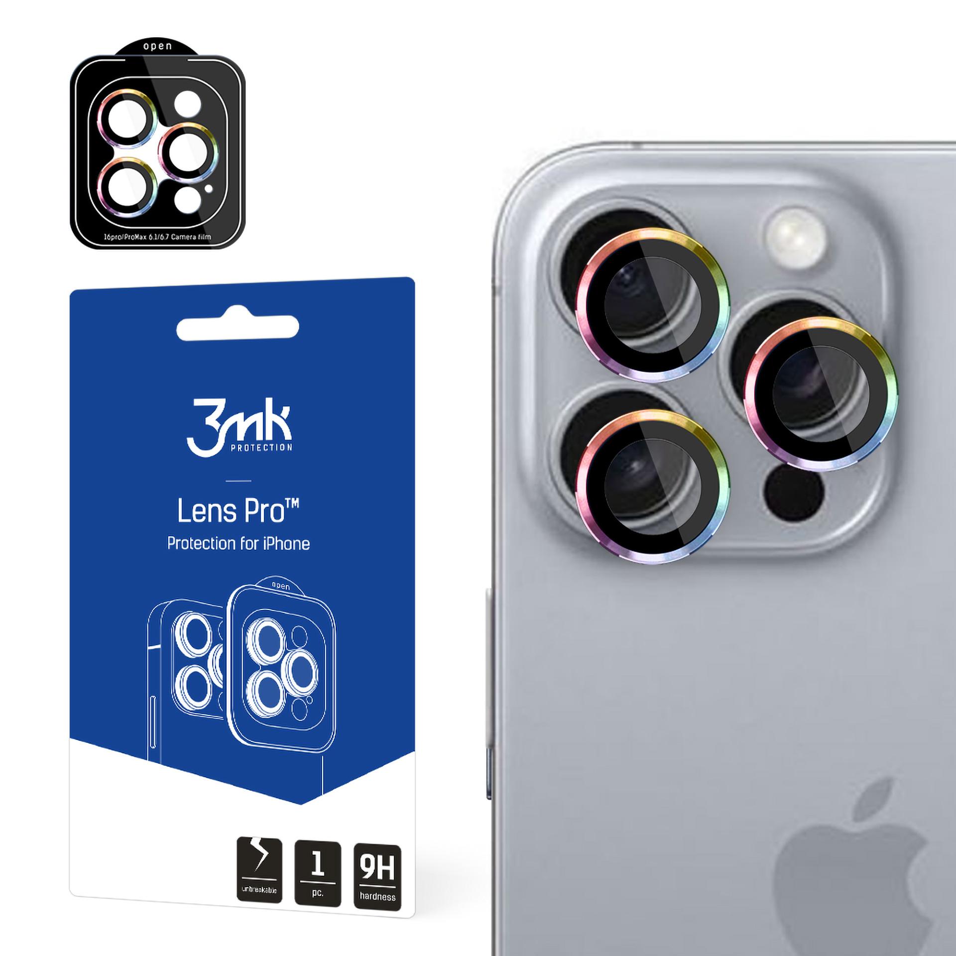 3mk Lens Protection Pro Camera Cover with Iridescent Frame jaoks iPhone 16 Pro /16 Pro Max