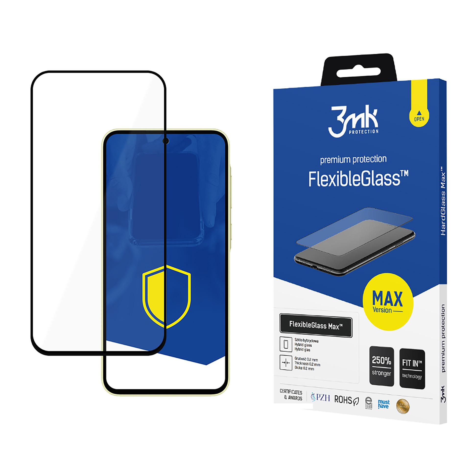 karastatud klaas 3mk FlexibleGlass Max must jaoks Samsung Galaxy A35 5G