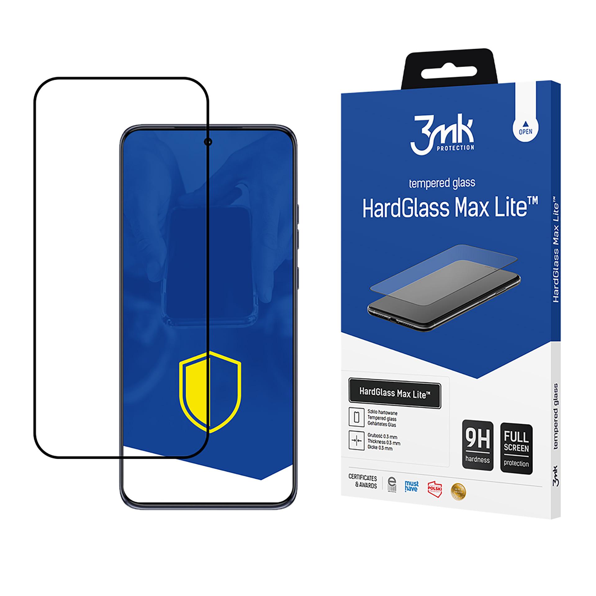 karastatud klaas 3mk HardGlass Max Lite must jaoks Motorola Edge 50 Neo