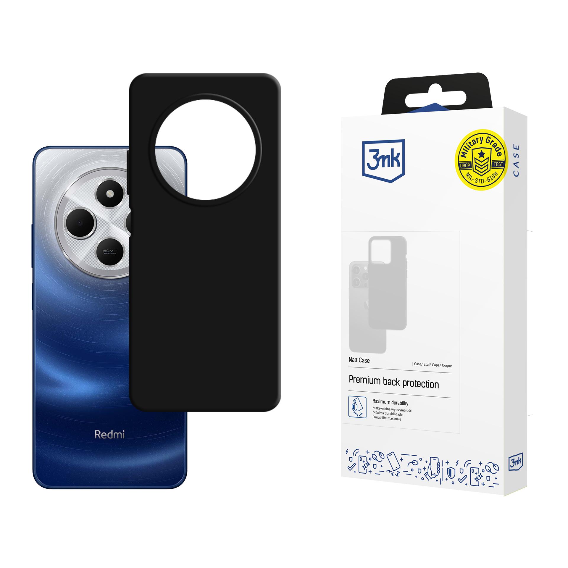 3mk Matt Ümbris jaoks Xiaomi Redmi 14C - must