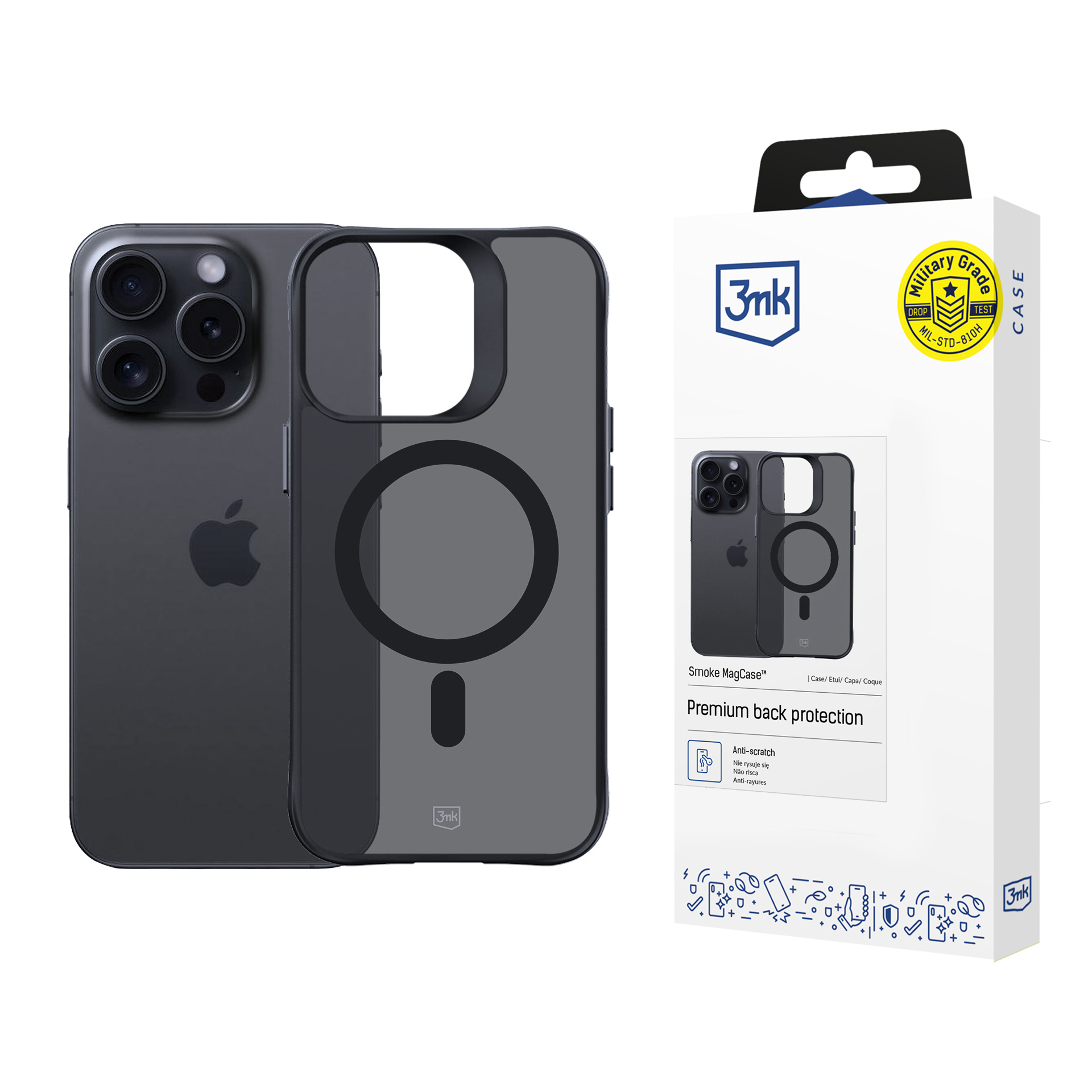 3mk Smoke MagCase with MagSafe jaoks iPhone 15 Pro - Semi-läbipaistev